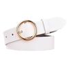 Female Gold Round Metal Circle Buckle Belt Women Jeans Pants PU Leather Pure Color Waist Belts