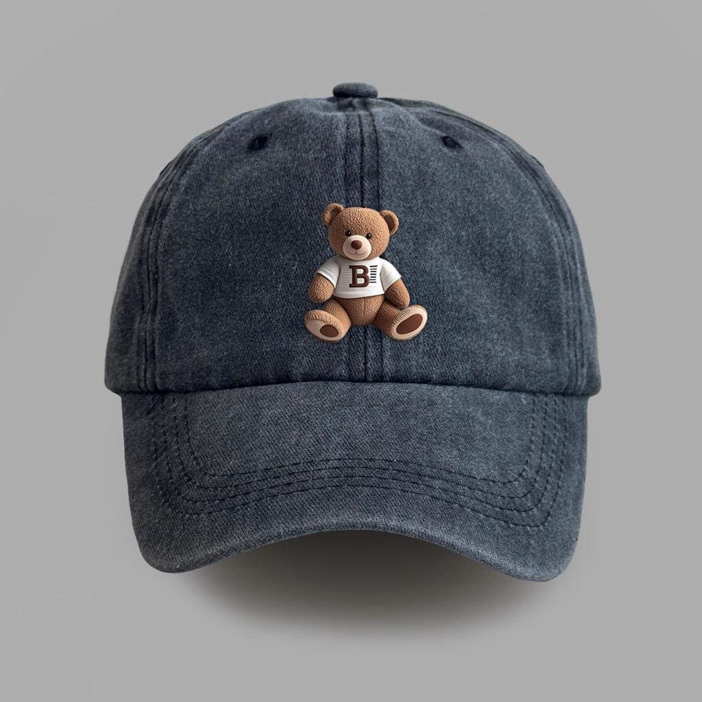 Милая бейсболка с горячим тиснением медведя, мужская и женская, в университетском стиле, солнцезащитная шляпа, универсальная кепка для пары, тренд