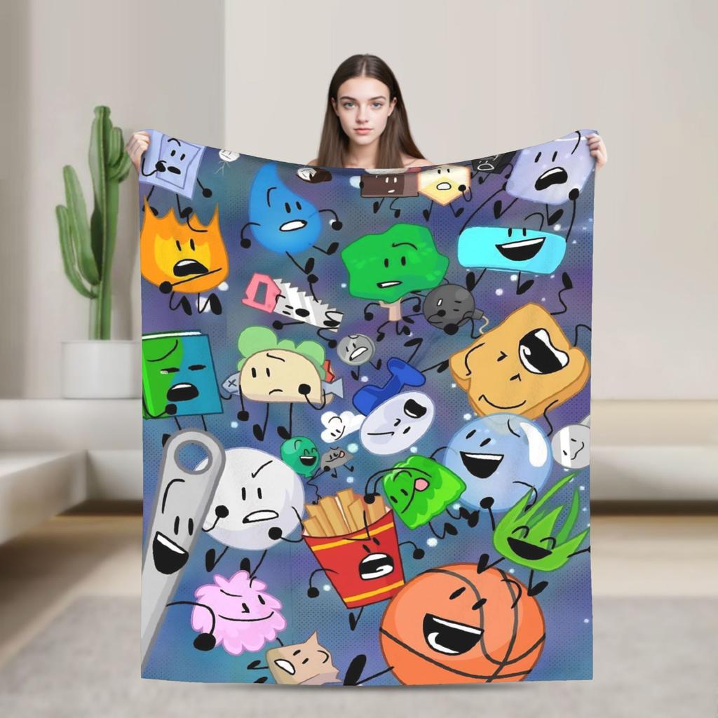Cute Fan BFDI Animated Blankets Wool Funny Warm Throw Blanket for Chair Covering Sofa Autumn/Winter