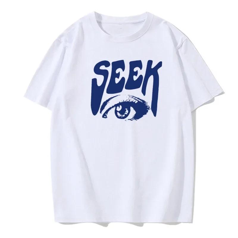 Футболки с принтом Seek Anticipated Gaze для мужчин, мягкие свободные футболки, дышащие летние уличные футболки в стиле хип-хоп, свободные футболки из хлопка