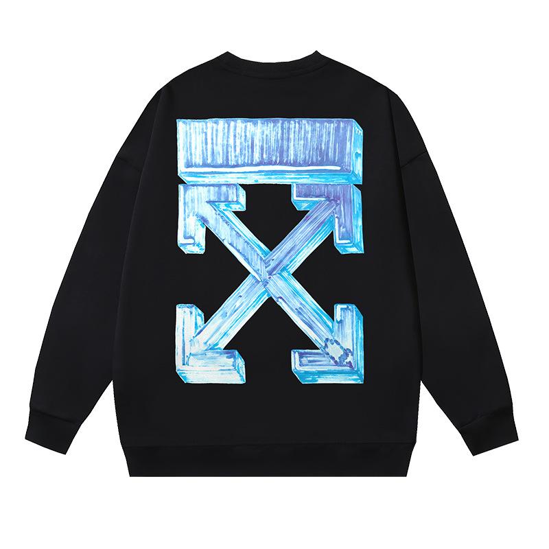 1236 Off-White 2026 Autumn and Winter New OW Three-dimensional Square Arrow Pattern Men's and Women's Round Neck Hoodie