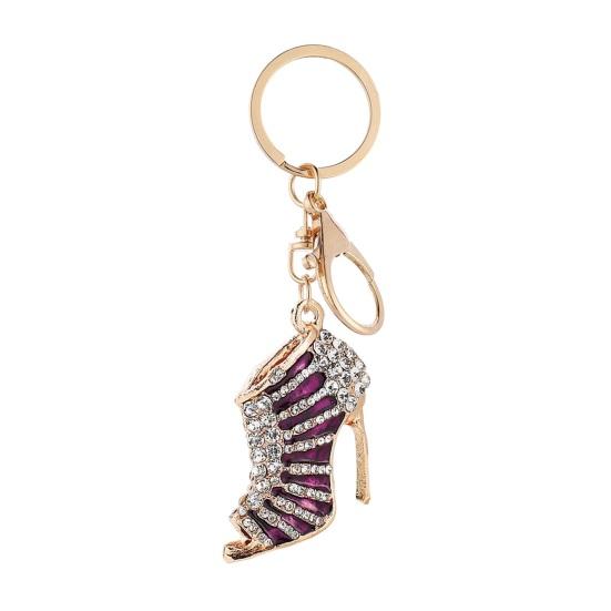 High Heels Keychain with Buckle Decorative Alloy Keyring Colorful Rhinestones Car Key Holder Backpack Accessories