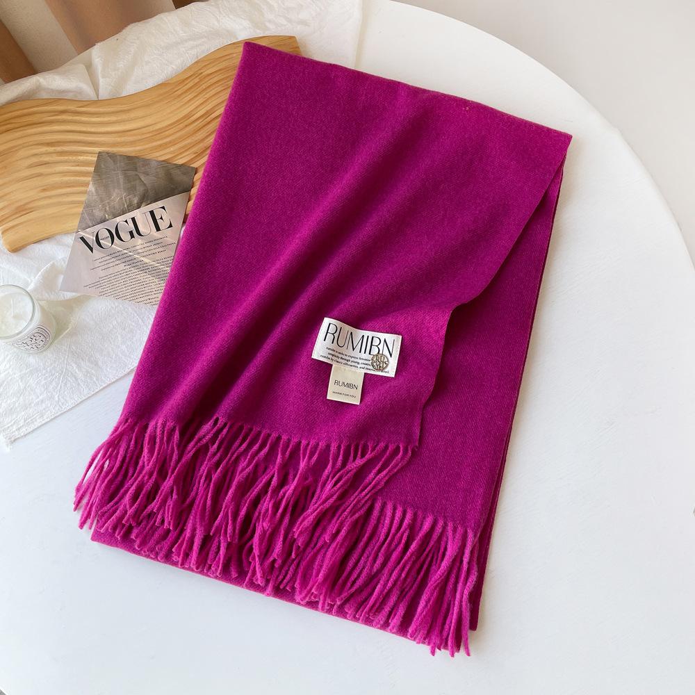 Solid Color Imitation Cashmere Scarf Women's Metal Standard Shawl Women's High-grade Relaxation Camel-colored Warm Scarf