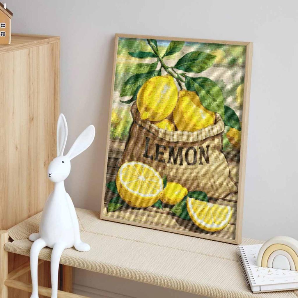 Diamond painting kit lemon basket full diamond round mosaic handmade home decoration gift