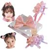OuJyO Аксессуары для волос для девочек Детский подарочный набор Упаковка из 4 розовых заколок для волос Большая лента Жемчужная бабочка Резинки для волос Детские резинки для волос Детские заколки для волос