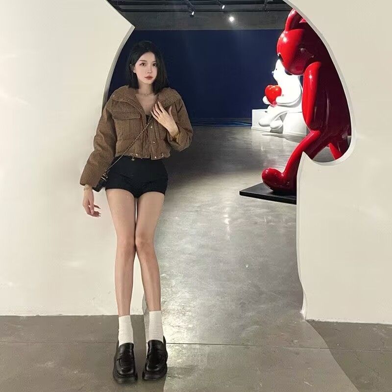 Short Down Cotton-padded Clothes Women's Winter Loose Casual Cotton-padded Clothes Design Sense Retro Cotton-padded Jackets Bread Clothes