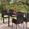 VidaXL Garden Table Glass Top Black 150x90x75cm Woven Resin, Garden Furniture, Outdoor Furniture, Table, 319899