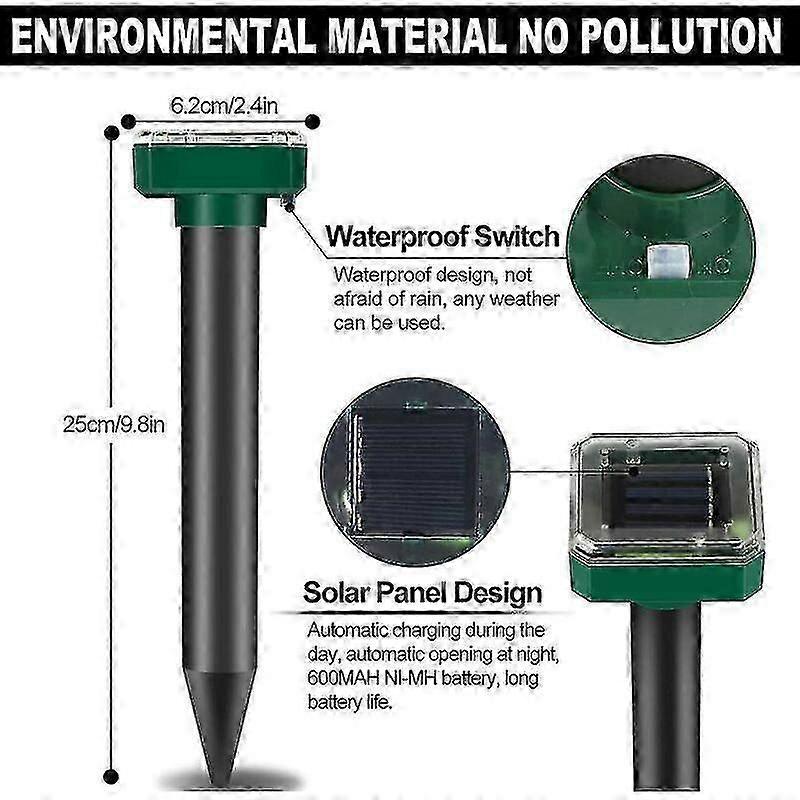 4 Pack Ultrasonic Animal Repeller IP65 Ultrasonic Solar Rodent Repeller Garden Solar Rodent Animal Repeller