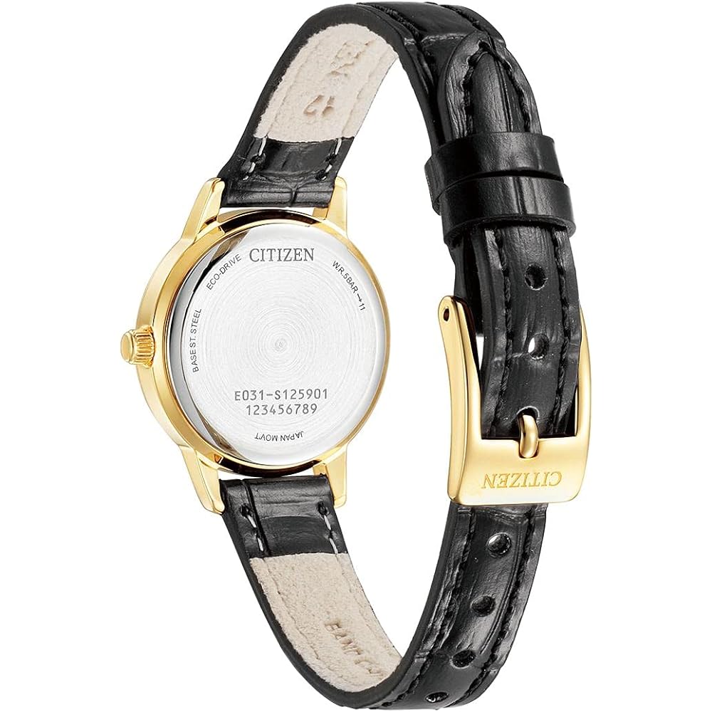 Женские часы CITIZEN, CITIZEN COLLECTION EM0932-10A, С солнечным питанием Eco-Drive, Кожа коровы, Черный, Желтое золото