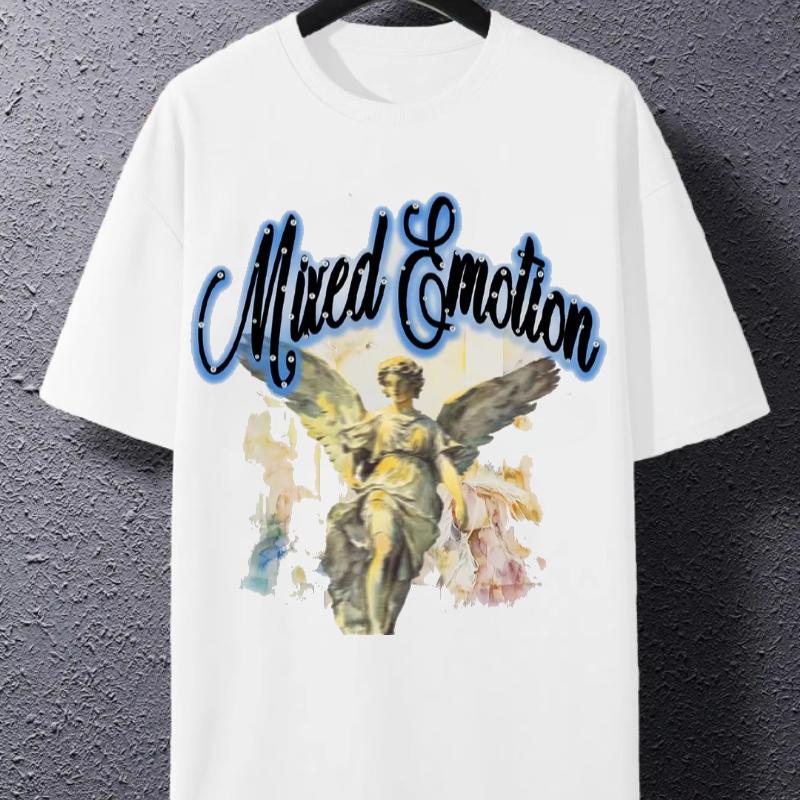 Летние футболки с коротким рукавом и стразами с надписью для мужчин и женщин, уличная одежда, хлопок, свободный крой, круглый вырез, топы, оверсайз, унисекс