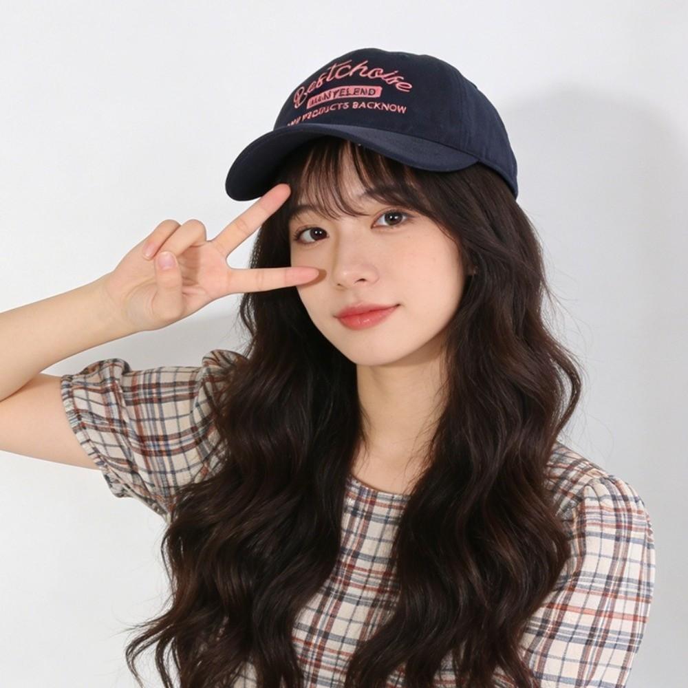 Solid Color Embroidery Letter Baseball Cap Cotton Peaked Cap Simple Sun Hat Outdoor