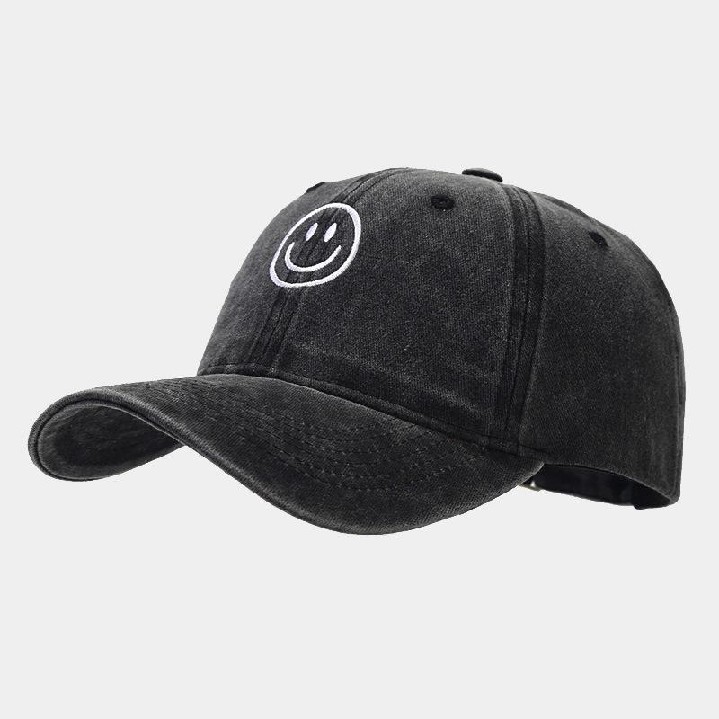 Хлопковые бейсболки с стиркой для женщин и мужчин, мягкая кепка-snapback, для активного отдыха, спорта, тракер, Gorras, вышивка смайлика, хип-хоп, кепка в стиле "папа", подарки
