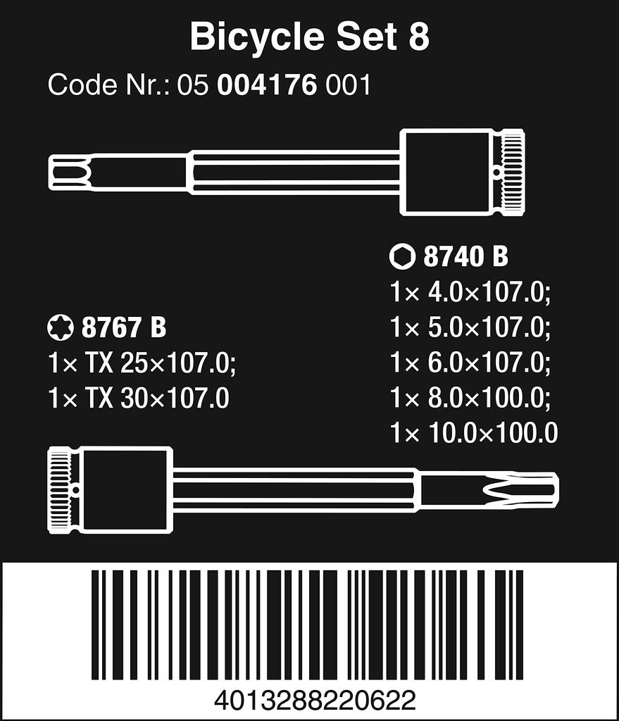 WERA Bicycle Maintenance HEX TORX Bit Socket Set 004176 7-piece