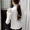 Сетчатая лоскутная футболка с квадратным вырезом, женская модная рубашка в весенне-осеннем стиле, нижняя рубашка, топ