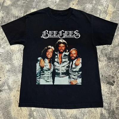 Винтажная футболка с логотипом группы Bee Gees Подарок Любителю 100% Хлопок Мужские Футболки Топ Короткий Все Футболки Футболка Топ Унисекс 2F907