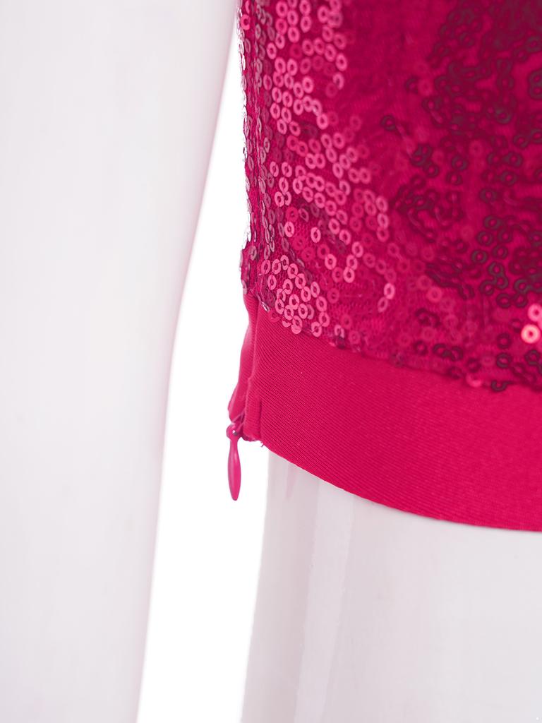 Детский танцевальный топ с блестками для девочек, прозрачный сетчатый укороченный топ с длинными рукавами и молнией на одно плечо для выступлений на сцене, соревнований