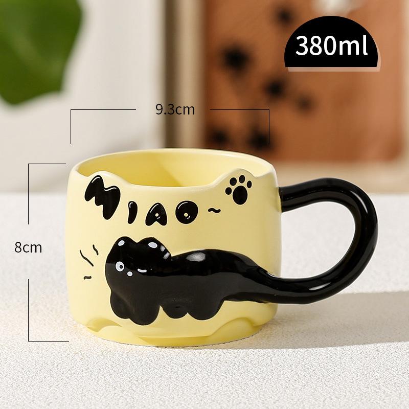 Ceramic cup, mug, office home coffee, cute cat pattern, juice, milk, breakfast cup