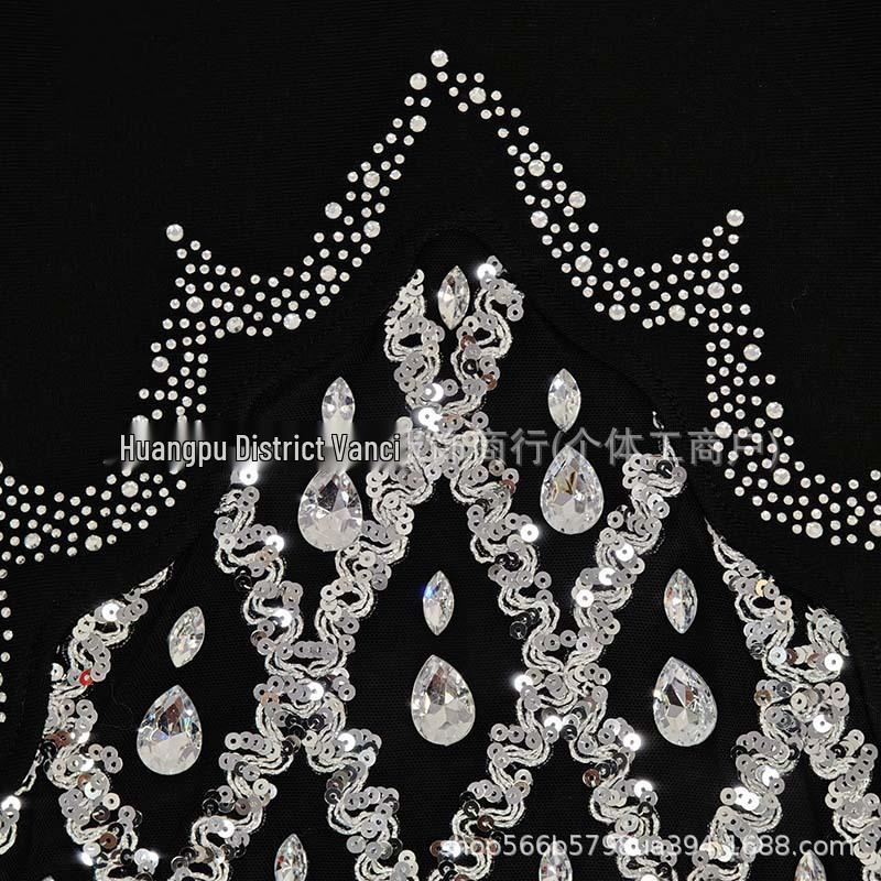 Роскошное вечернее платье с пайетками и стразами, с низким вырезом и бандажной отделкой для женщин