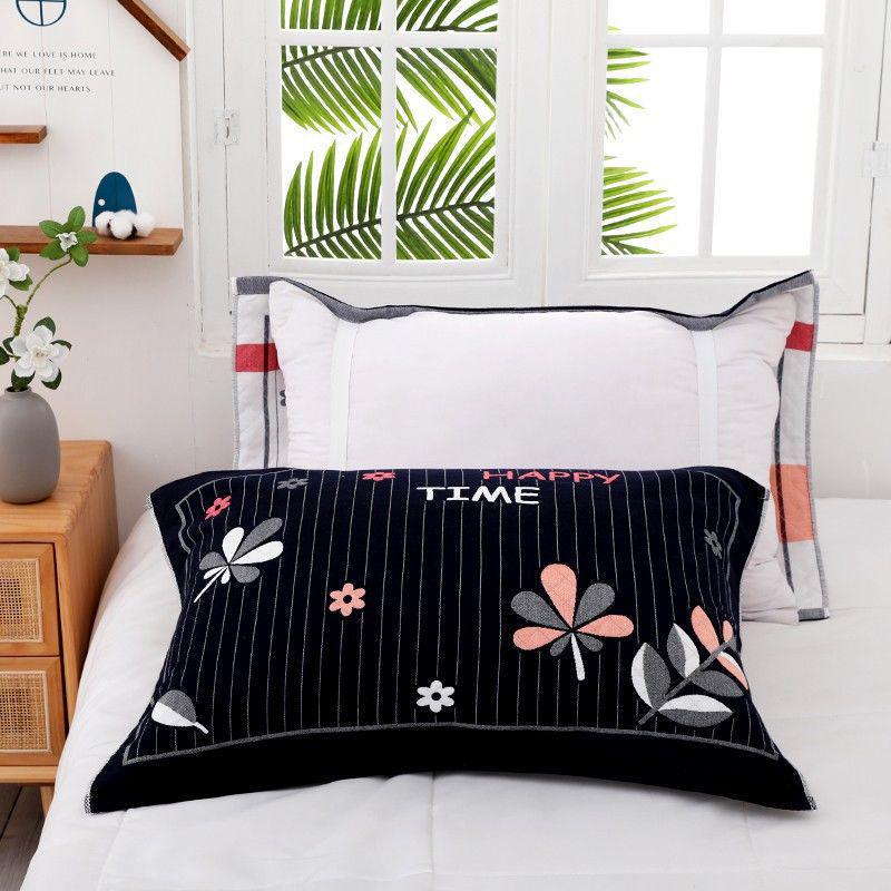 Yiwenwo Нескользящая Хлопковая Марлевая Наволочка Extra Large с Фиксирующими Ремешками для Студентов и Взрослых