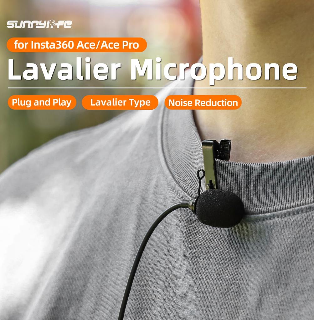 MAXOLA Insta360 Ace X4 Compatible External Microphone Microphone with Clip Insta360 Pro/Ace/Insta360 Type-C (for X4)