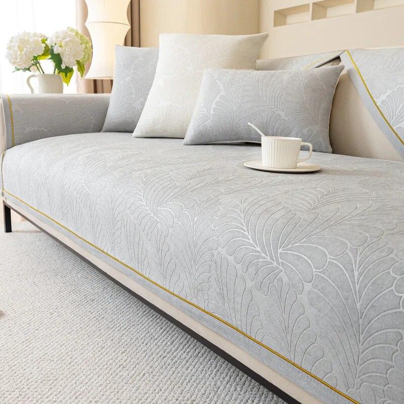 Dutch Velvet Solid Color Sofa Cushion Anti-slip Washable Settee Furniture Jacquard Sofa Cover Four Seasons Simplicity Sofa Cover