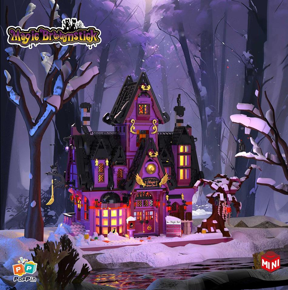 Креативный Вид Улицы Волшебная Метла Бар Модель Строительные Блоки Город Хэллоуин Дом Архитектура Мини Кирпичики Игрушки Для Детей Подарок
