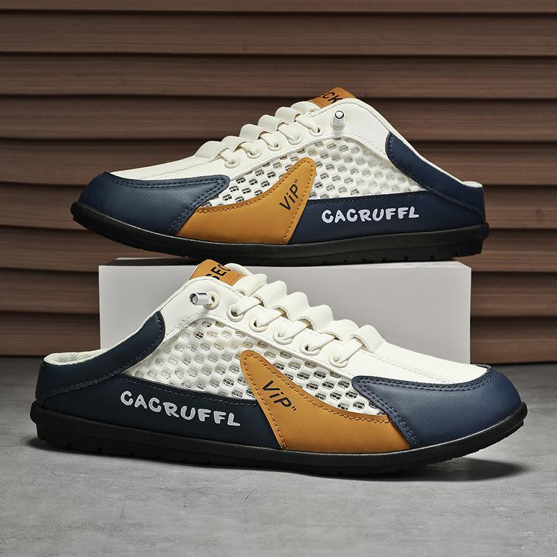 Дышащие пещерные туфли Мужские шлепанцы Баотоу Сетчатая обувь Повседневные полушлепанцы Мужская обувь Удобная Модная Минималистичная Мужская Универсальная Повседневная Обувь