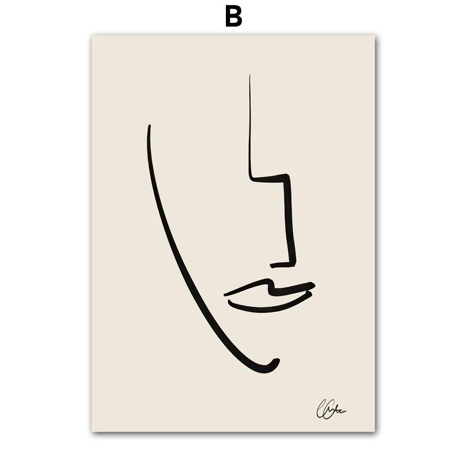 Wall Art Canvas Painting Black White Line Face Body Abstract Nordic Posters And Prints Wall Pictures For Living Room Decoration