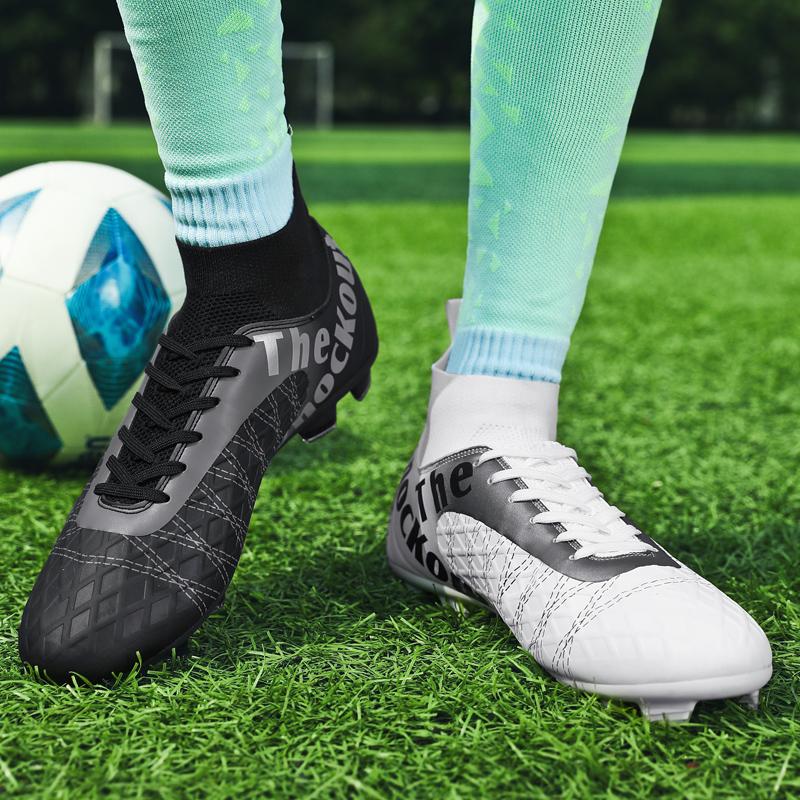 31-48 Мужские/женские футбольные бутсы. Высококачественные большие кожаные высокоэластичные носки, футбольные тренировочные бутсы с длинными ногтями из искусственного газона.