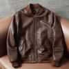 Мужская куртка из натуральной кожи, короткая, приталенного кроя, в американском стиле, куртка-бомбер, летная куртка, из лицевой коровьей кожи, осенне-зимнее пальто
