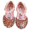 Туфли для девочек с блестками, нарядные, для малышей и детей, изысканная ПУ кожа, искусственный жемчуг, пайетки, танцевальные туфли