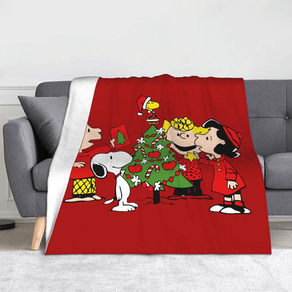 Peanuts Christmas Group Snoopy Blanket Coral Fleece Plush Summer Multifunction Throw Blankets for Bed Bedroom Bedding Throws