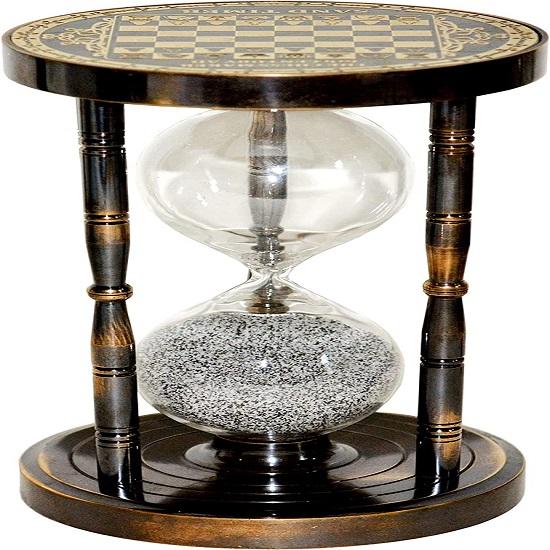 Antique Vintage Maritime Brass, Glass Chess Printed Sand Timer Hourglass