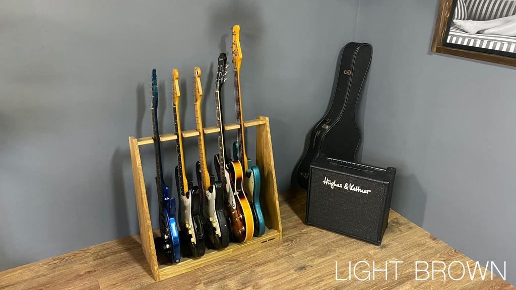 WOODWORKS Made in Japan Guitar Stand for Electric Holder Guitar, 3-piece (Brown)