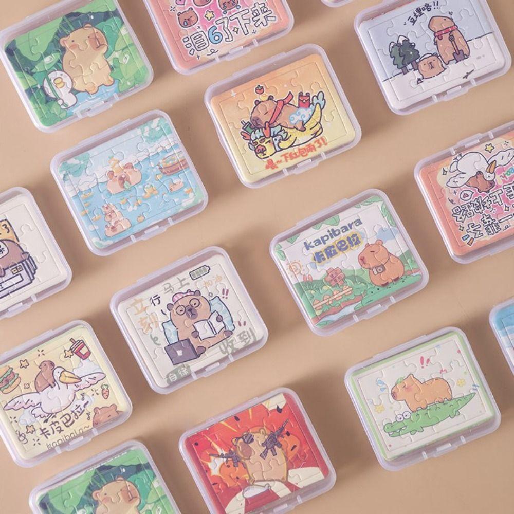 5 Sheets/Boxed Interesting Cute Mini Puzzles Small Kids Puzzle Toys Capybara Jigsaw Puzzle  Gifts