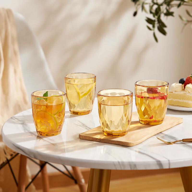 CORELLE Heat-Resistant Diamond Glass Cup Set of 4