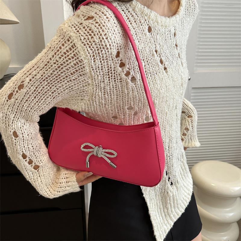 Простой темпераментный бант 2024 новый тренд корейская версия мода повседневная иностранный стиль подмышки однотонная маленькая квадратная сумка