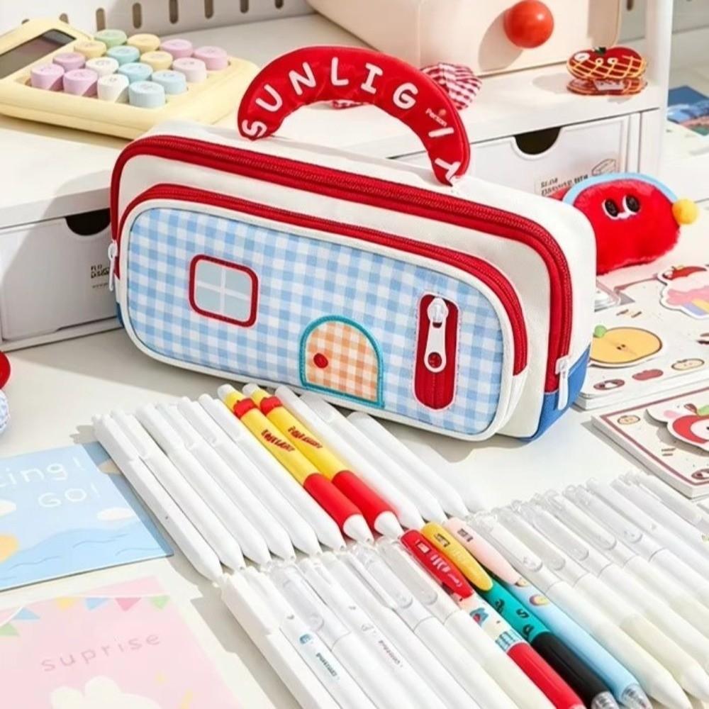 Large Capacity Pencil Case House Design Pen Bag Fashion Pencil Pouch School Supplies