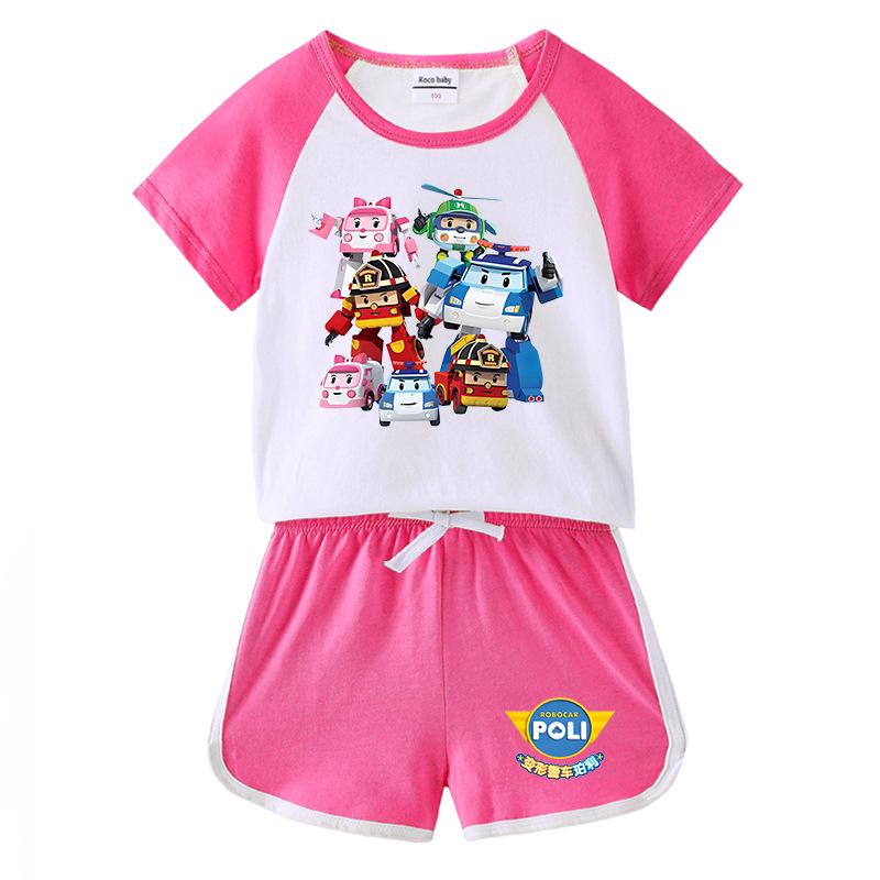 Детский летний комплект в стиле колор-блок: Футболка с коротким рукавом и шорты для мальчиков и девочек
