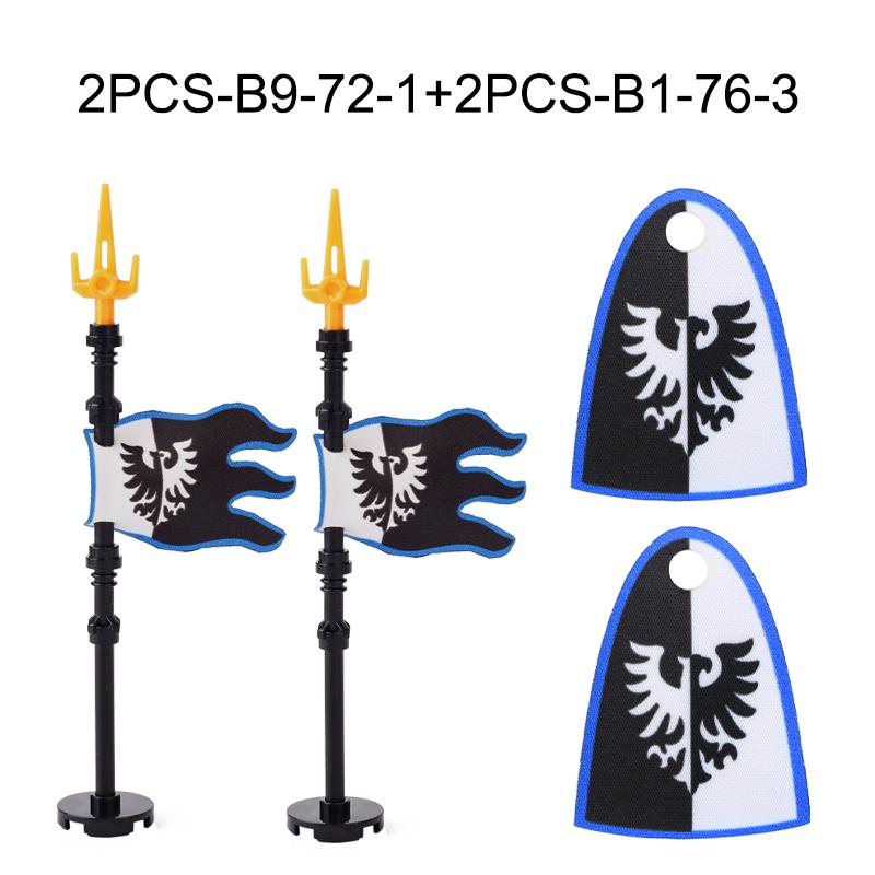 Средневековая Военная Война Армия Замок Рыцарь Солдат Фигурки Строительные Блоки Оружие Плащ Шлем Наплечник Флаг Воин Щит