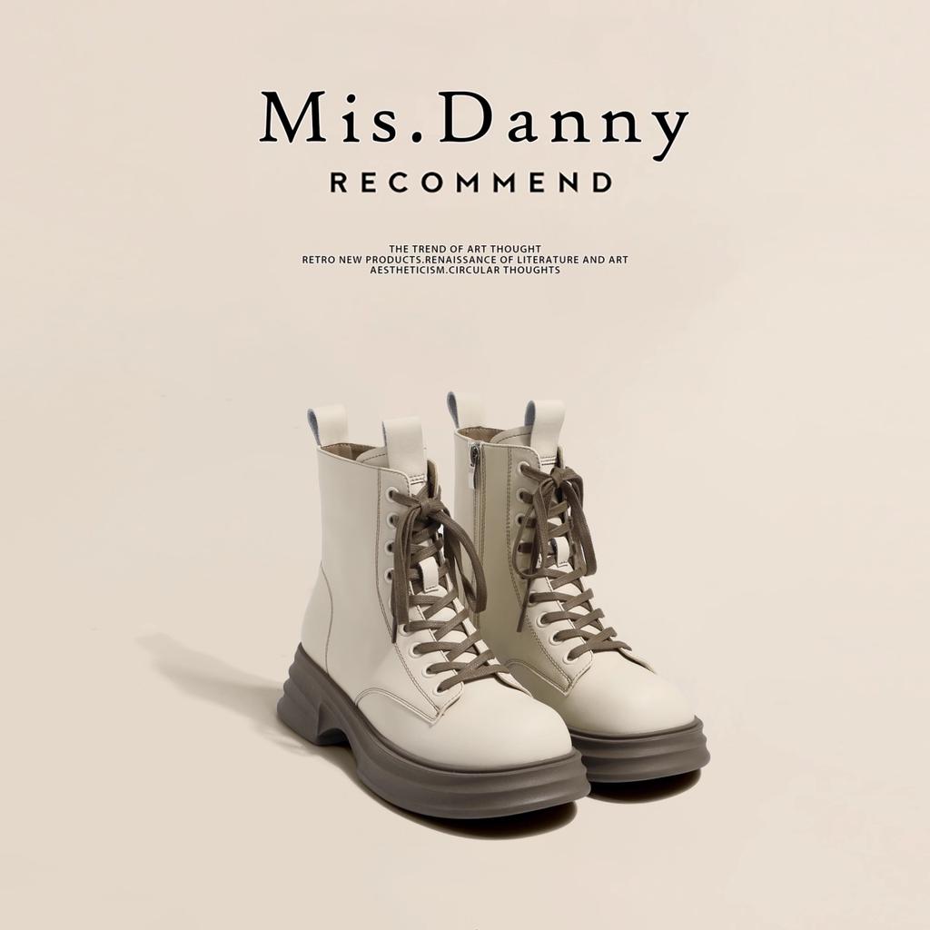 Fashion Autumn Women's Boots British Style Genuine Leather Women's Boots Comfortable and Warm Thick-soled Women's Shoes