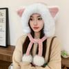 Autumn and Winter Cute Fox Ears Plush Hat Women Thickened Warm Bag Head Hat Ear Hat Show Small Face