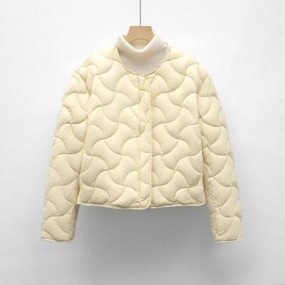 Осень и зима новый национальный стандарт 90 флис новый свободный минималистский легкий круглый вырез пуховик короткая куртка