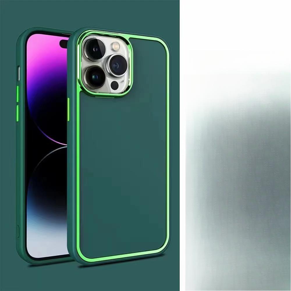 Подходит для чехла для мобильного телефона IPhone15 Гальванизированная рамка 14pro Ощущение кожи Микроматовый MAX Большое отверстие Полное покрытие Противоударный Мягкий чехол