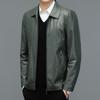 Large Size Middle-aged Men's Lapel Leather Jacket, Casual Dad Wear, Loose Mid-length Coat, Sheepskin Leather Jacket