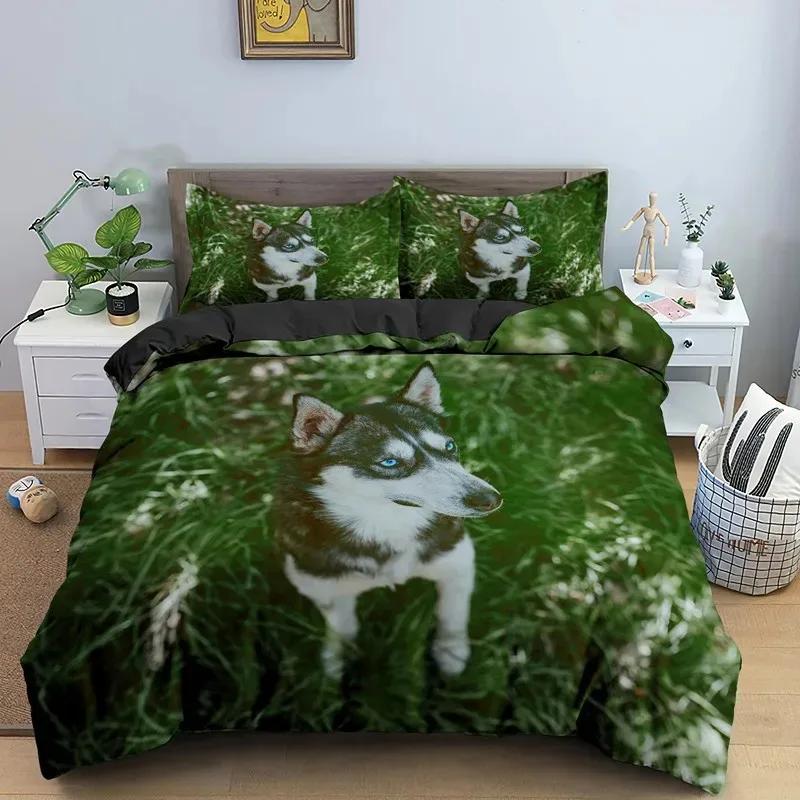 Cute Dog Duvet Cover Twin Full Queen King Siberian Husky Bedding Set for Kids Teens Boys Girls Lovely Pet Animal Comforter Cover