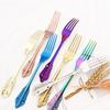 4Pcs Colorful Dinner Fork Stainless Steel Dinnerware Cake Fork Cutlery Fruit Salad Fork Dessert Fork Flatware Set