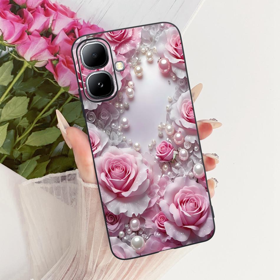 For Infinix Smart 20 X6840 X6840B Cute Flower Butterfly Cat Painted Case For Infinix Smart20 Black Silicone Soft Phone Cases