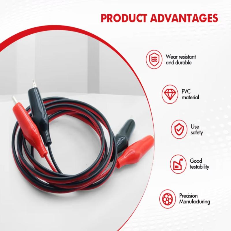 2 шт. 1 м тестовые провода с зажимами типа «крокодил», 2 провода, 4 зажима, перемычки, красный, черный, зажим «крокодил» для аккумулятора, электроники, DIY-схемы