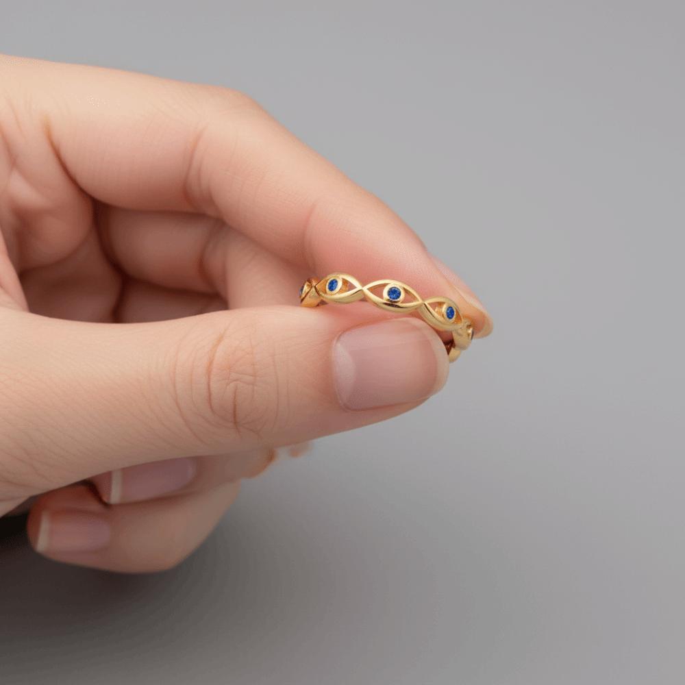 Unique Turkish Ring Adjustable Blue Zircon Ring Lucky Demon Eye Open Ring Gift